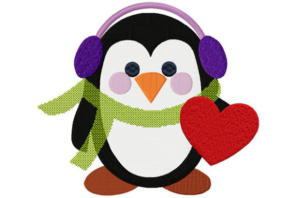 Penguin, Music, Love: A Charming Embroidery Design for Meaningful Gifts